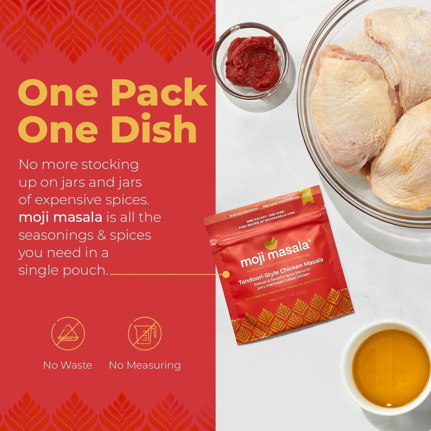 Indian Spice Gift Set for Beginners – Tandoori Chicken, Cauliflower Curry & Potato Curry | 3 Dishes, 3 Recipes | moji masala®