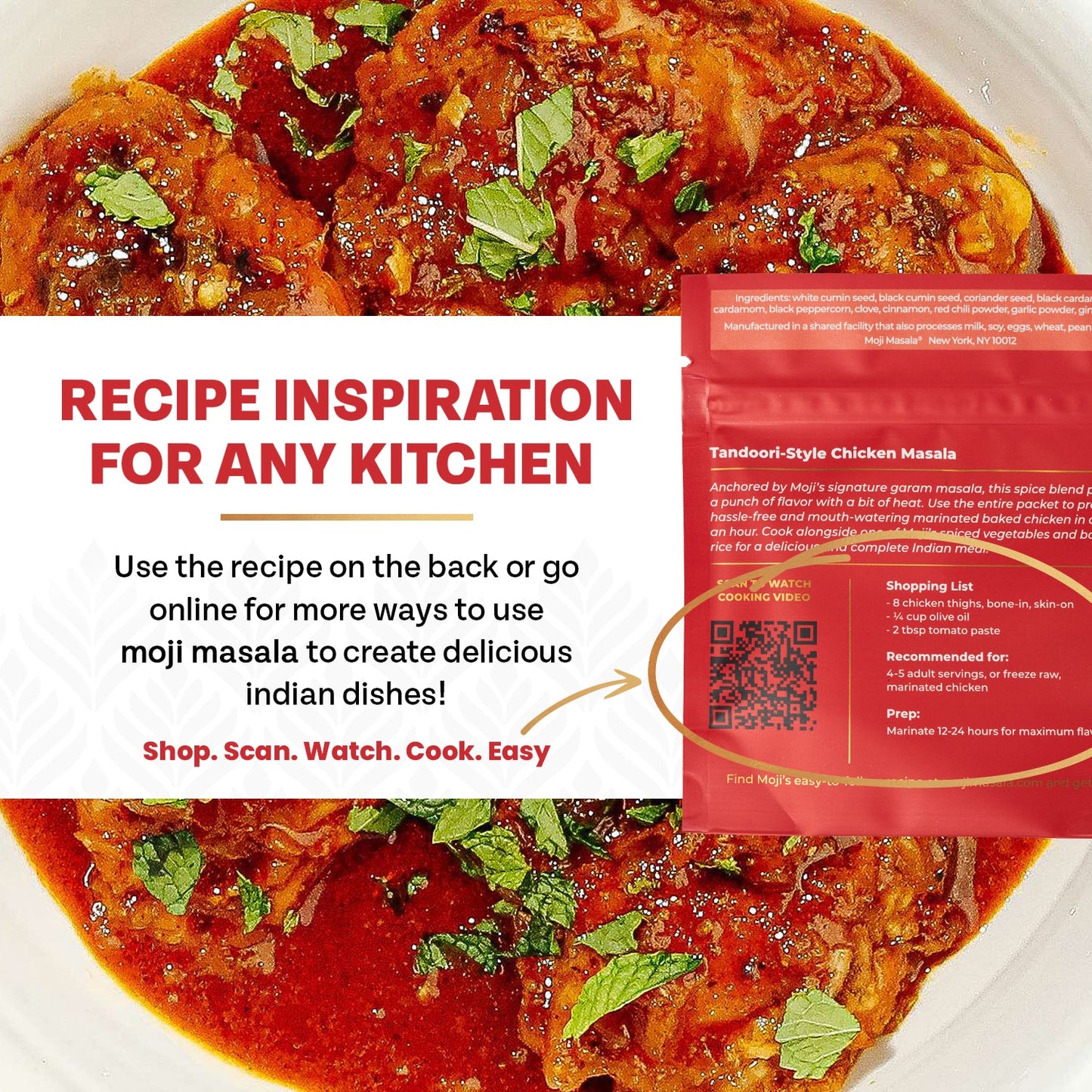 Indian Spice Gift Set for Beginners – Tandoori Chicken, Cauliflower Curry & Potato Curry | 3 Dishes, 3 Recipes | moji masala®