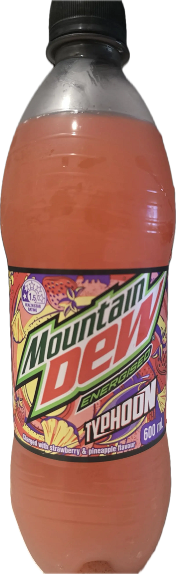 Mountain Dew Energised Typhoon 600mL – Strawberry & Pineapple Soda (Australia)