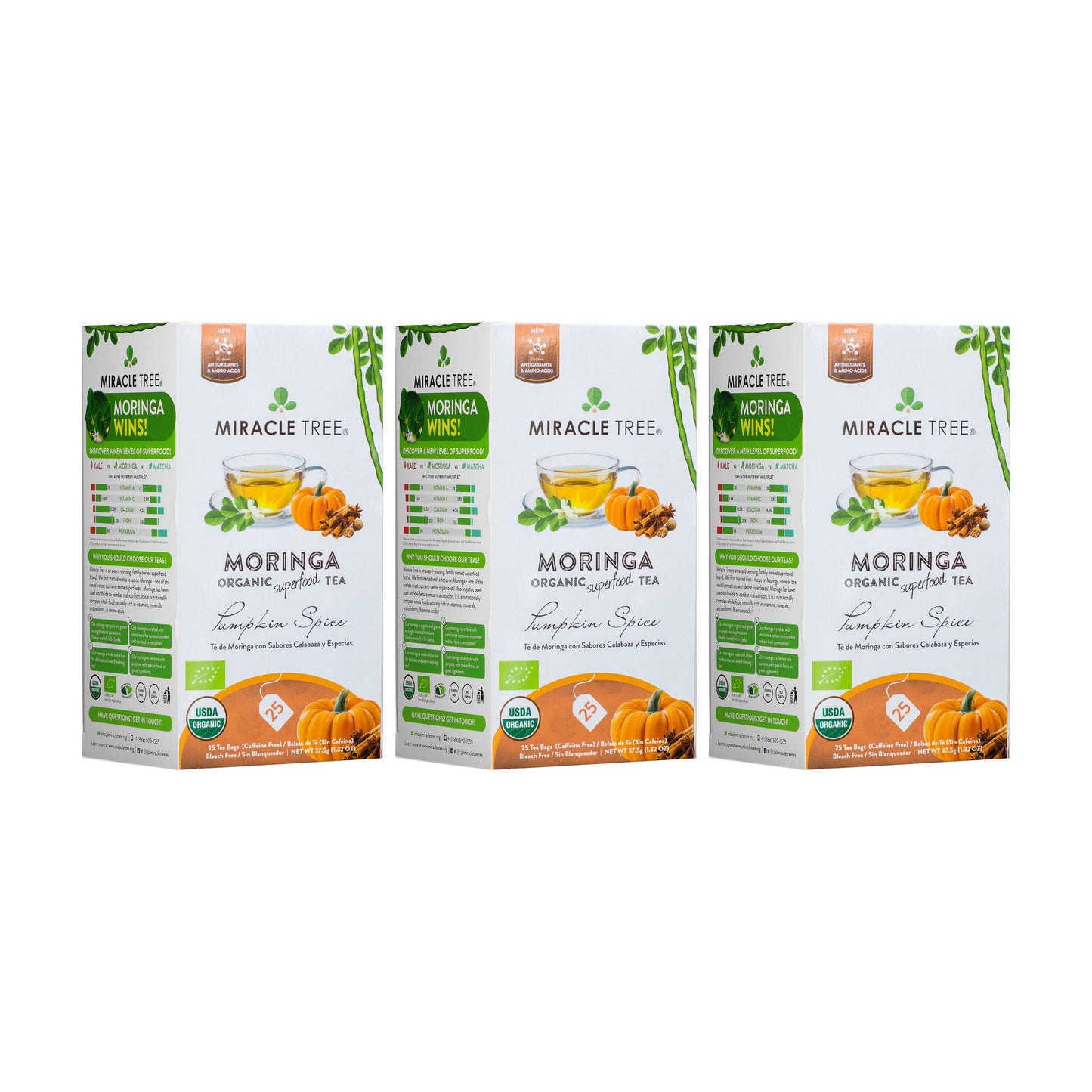 Organic Moringa Tea - Pumpkin Spice - Caffeine-Free Herbal Tea