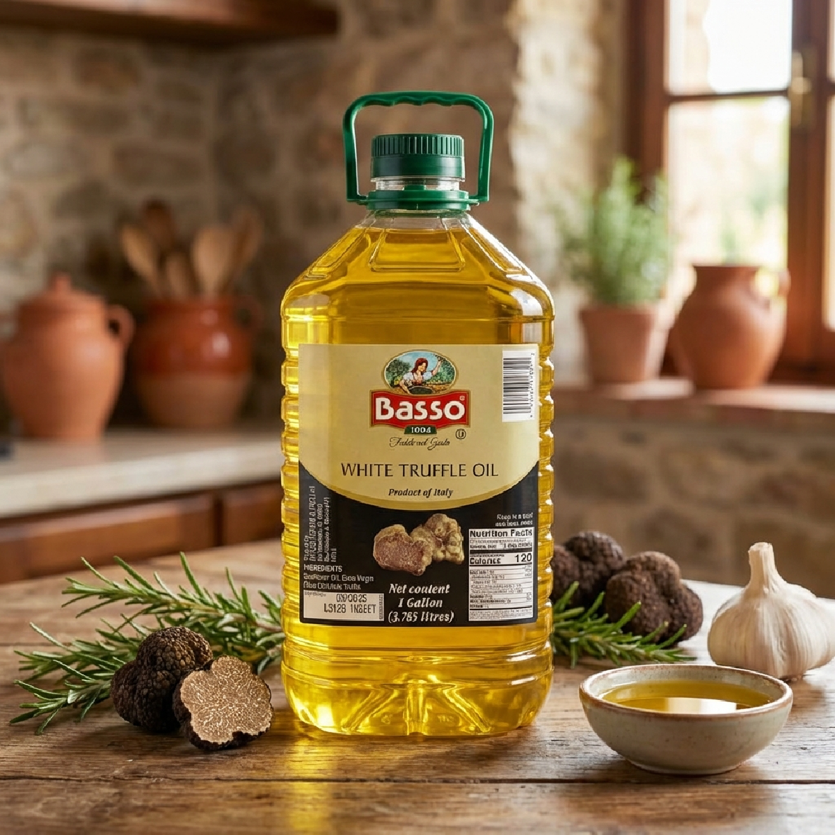 Basso 1904 White Truffle Infused Extra Virgin Olive Oil – Foodservice Size – 1 Gallon (3.8 L)