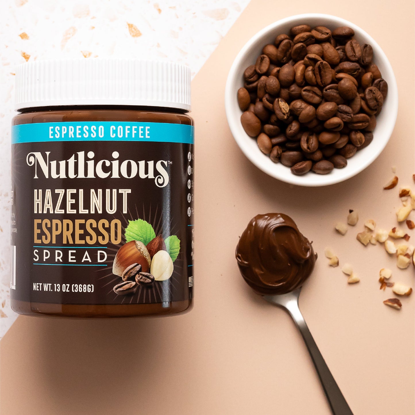 Nutlicious, Spread Hazelnut Espresso, 6 x 13 oz jars (SYSCO)