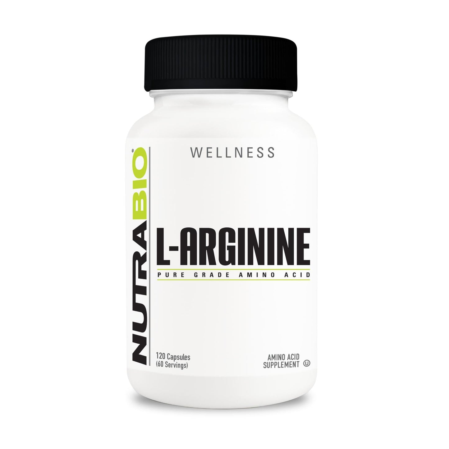 NutraBio L-Arginine - 120 Capsules