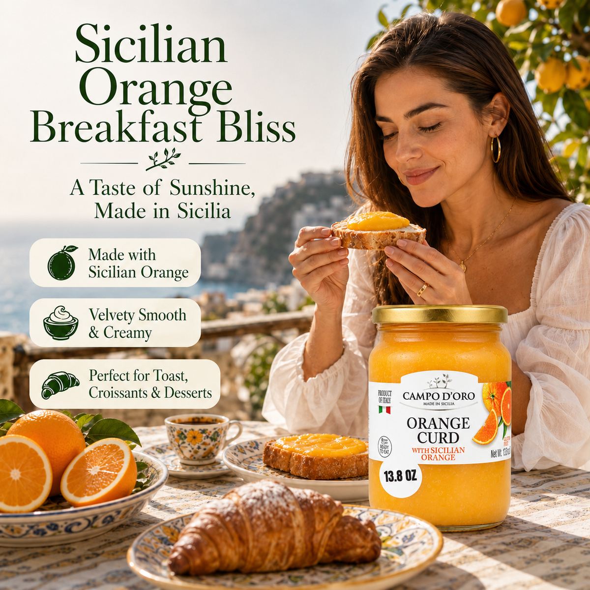 Campo D'Oro, Orange Curd, Sicilian Orange custard cream 13.8 oz