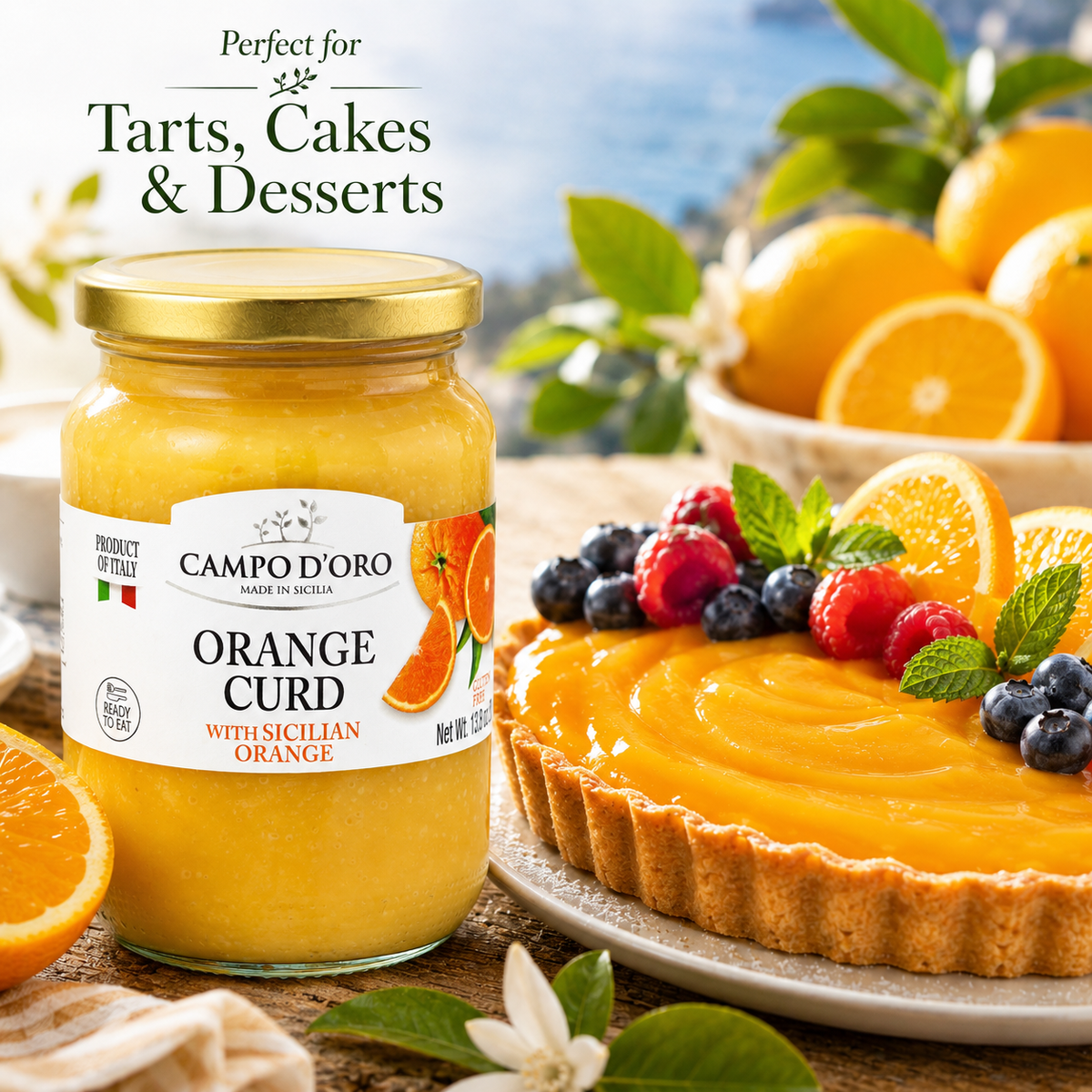 Campo D'Oro, Orange Curd, Sicilian Orange custard cream 13.8 oz