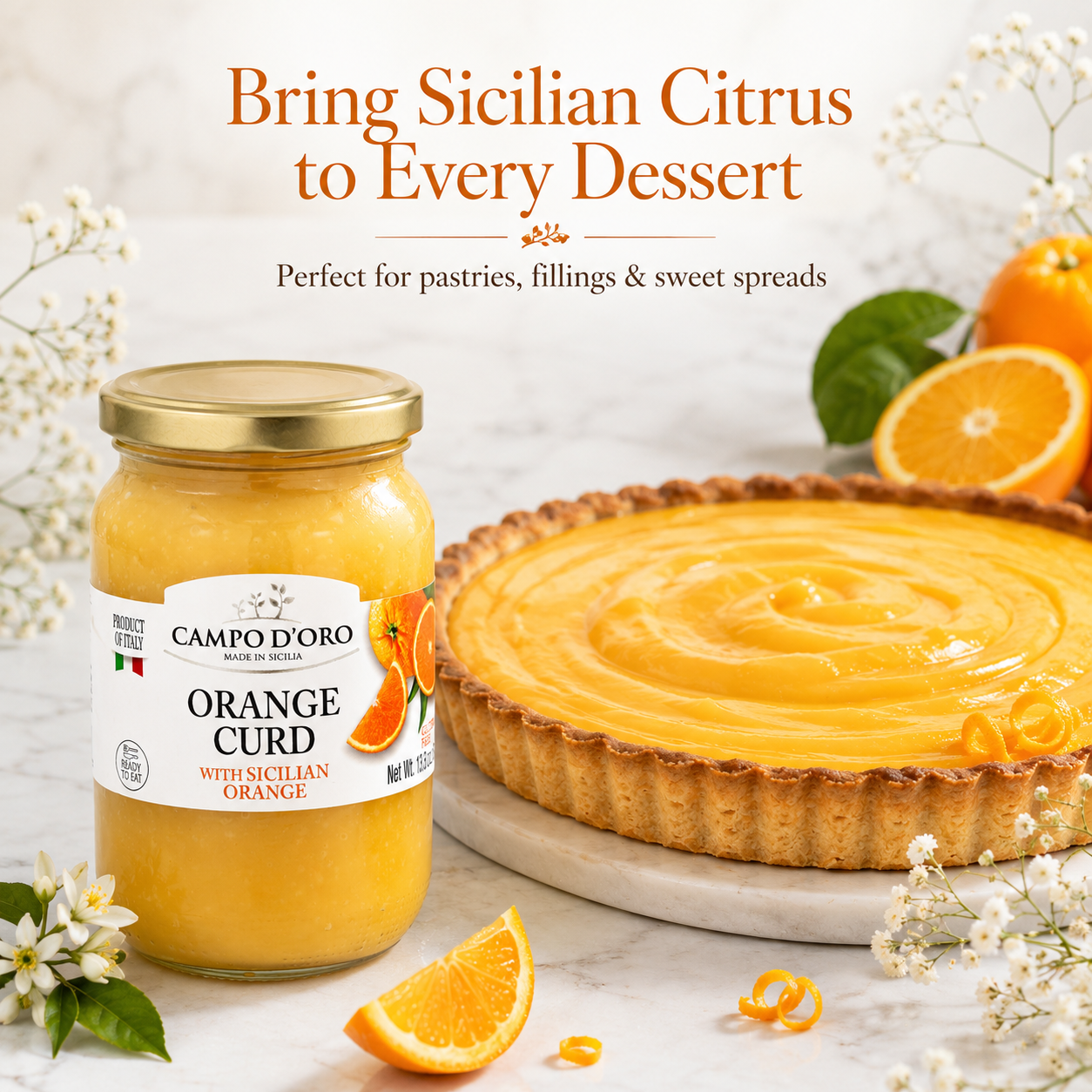 Campo D'Oro, Orange Curd, Sicilian Orange custard cream 13.8 oz