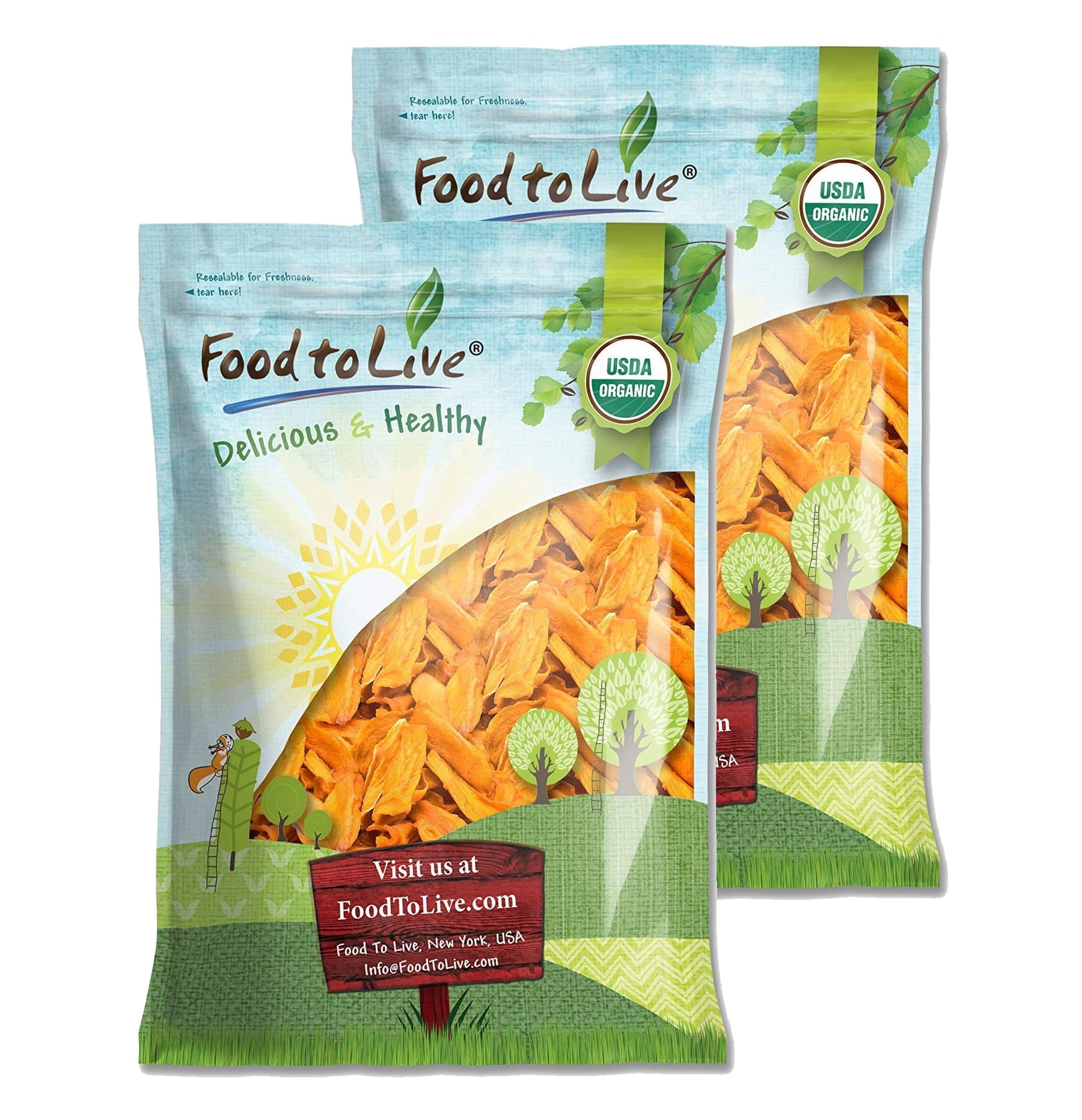 Organic Mango Cheeks By Food To Live (Dried, Non-Gmo, Kosher, Unsulphured, Unsweetened, Bulk)  9 Pounds