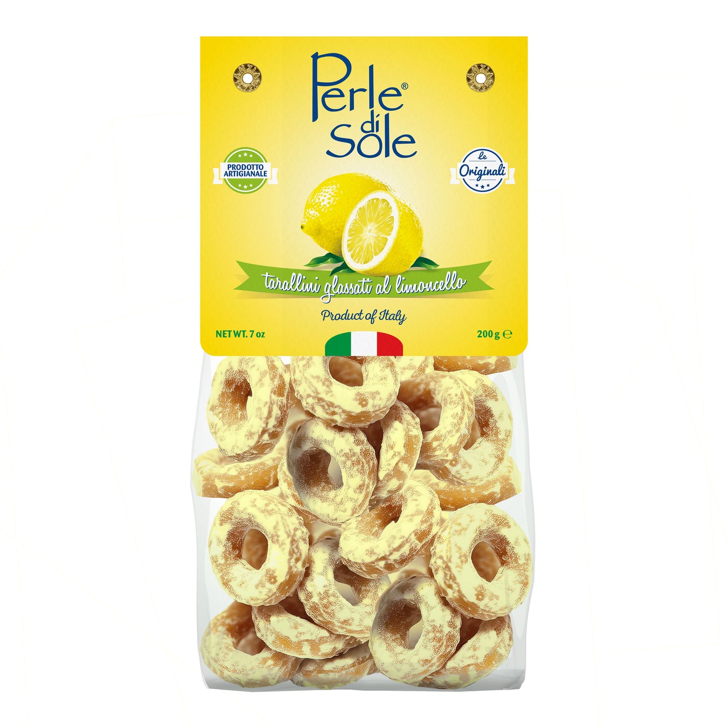 Perle di Sole Sweet Taralli with Lemon Glaze — Italian Cookie (7 oz / 200g)