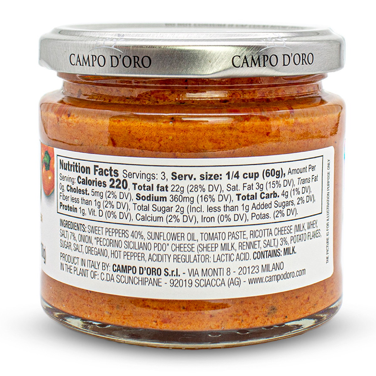 Campo D'Oro, Pepper and Ricotta Pesto with Pecorino, 6.35oz