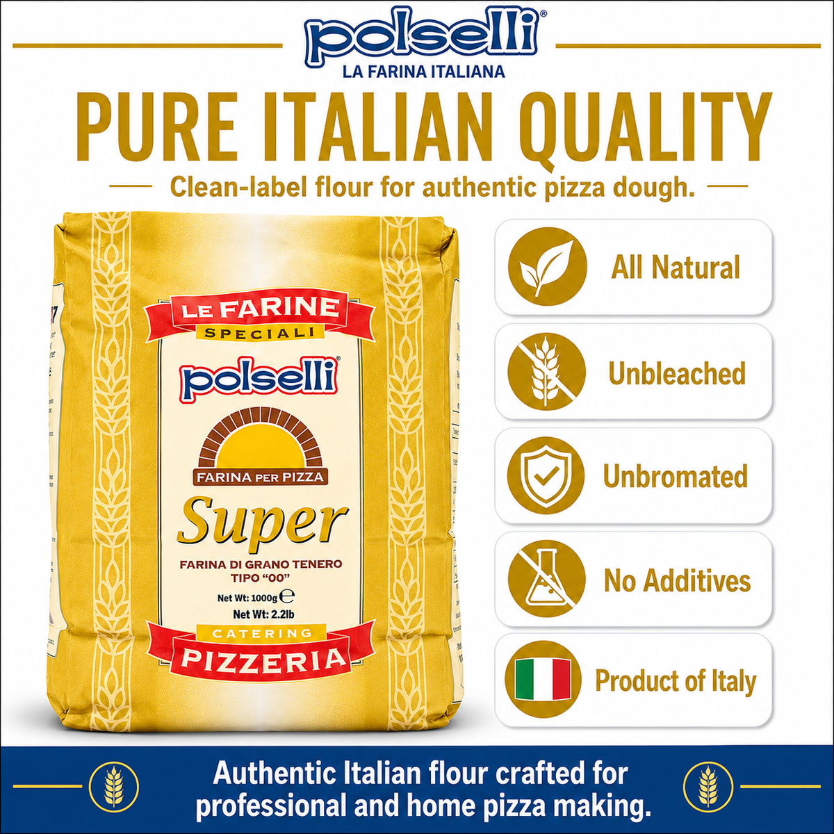 Polselli, Super Tipo 00 Pizza Flour, 11 lb (5 kg)