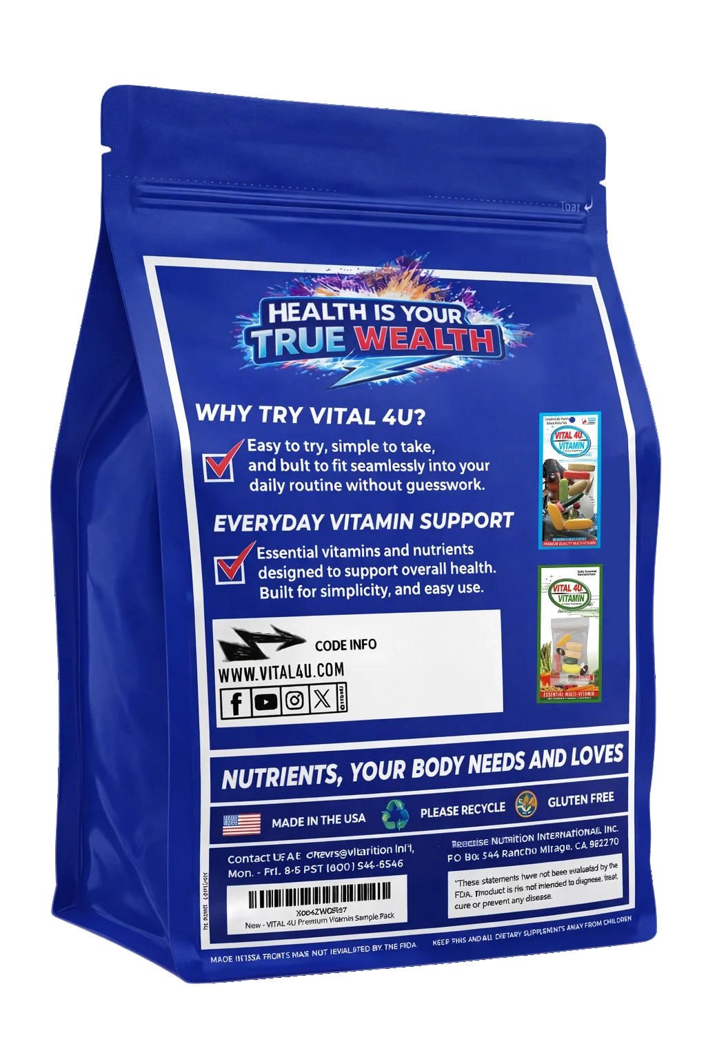 Vital 4U Vitamin Sample Pack - 6 Pouches