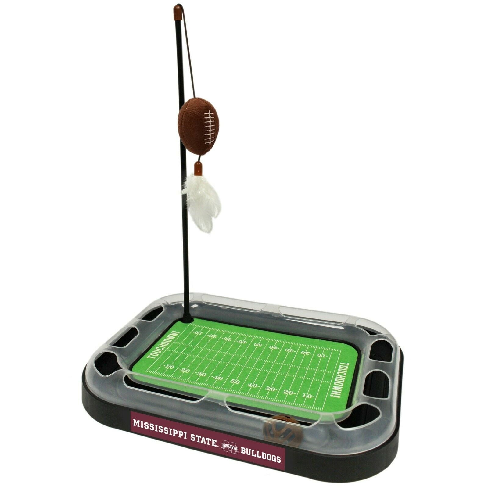 Pets First Ncaa Mississippi State Bulldogs Cat Scratcher Toy With Catnip Plush & Feather Cat Toy 5-In-1 Kitty Toy