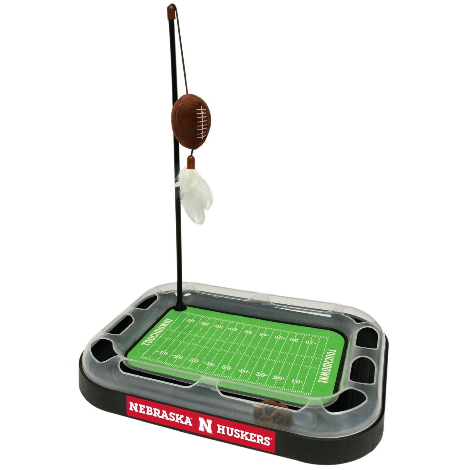 Pets First Ncaa Nebraska Cornhuskers Cat Scratcher Toy With Catnip Plush & Feather Cat Toy 5-In-1 Kitty Toy