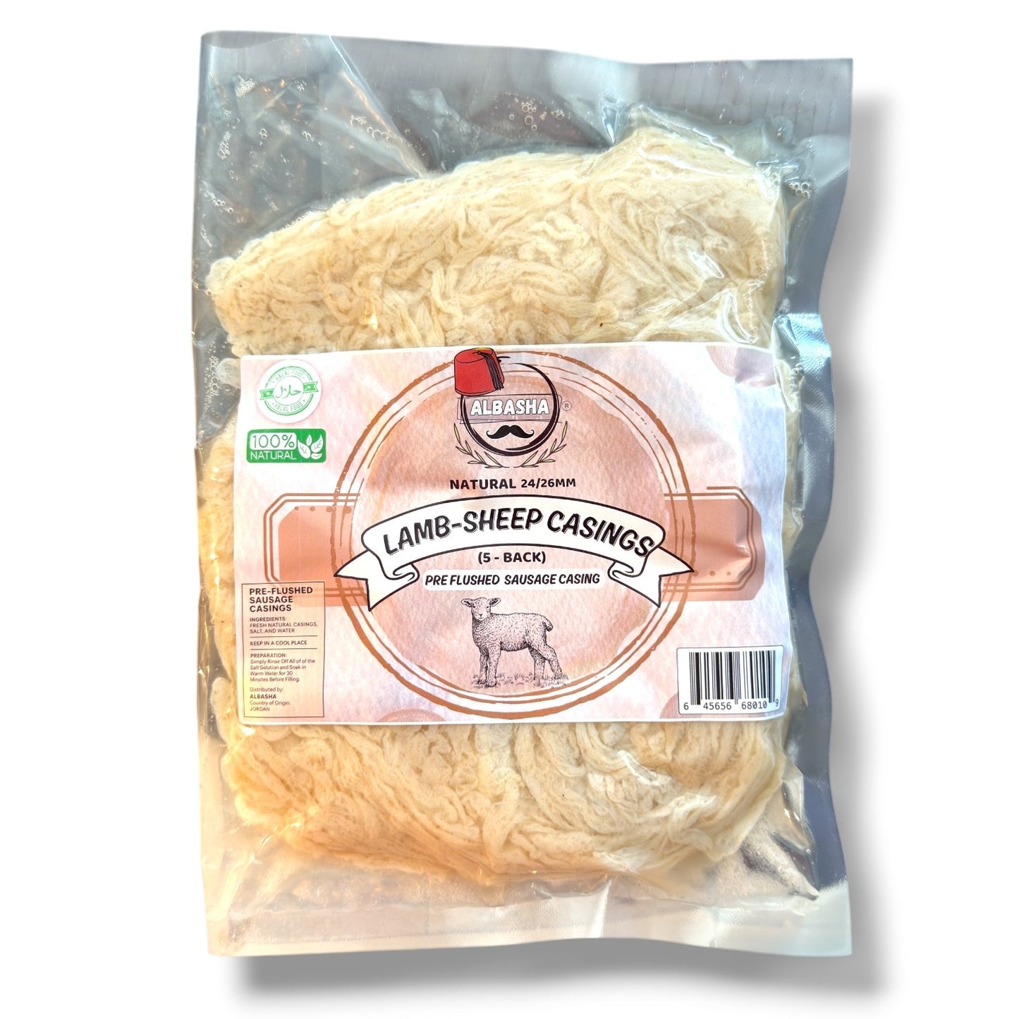 Halal Sausage Casings 24-26mm Natural Lamb-Sheep 9 Pack