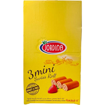 Jordina Mini Swiss Roll Strawberry Flavor, 12 pcs