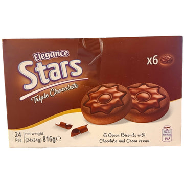 Elegance Stars Triple Chocolate Cookies – 24 Cocoa Biscuits