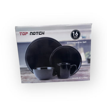 Top Notch – Black 16-Piece Dinnerware Set