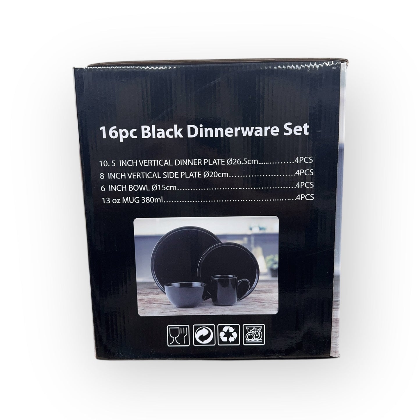 Top Notch – Black 16-Piece Dinnerware Set