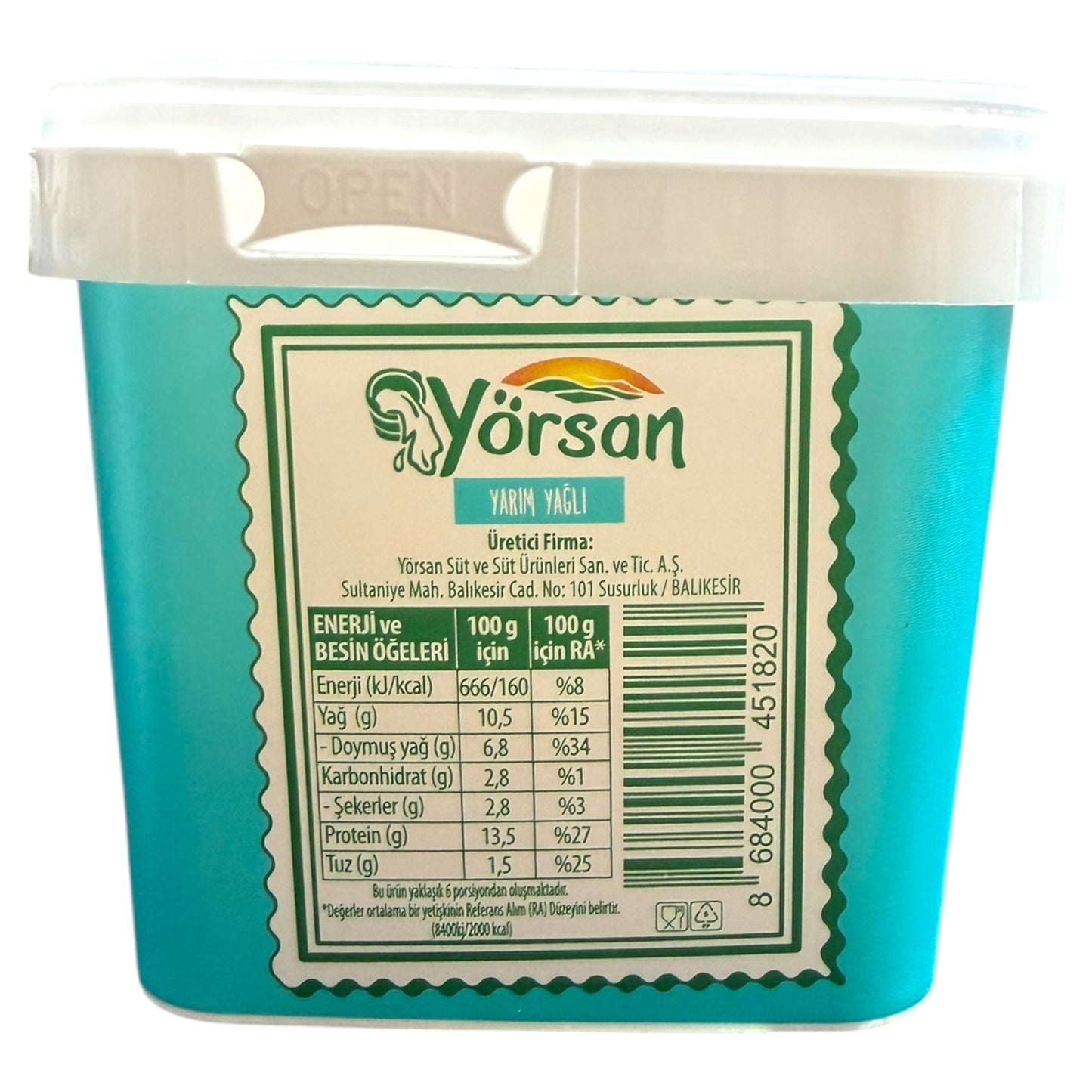 Yorsan Hulf White Cheese 400g - Creamy Flavor, Perfect for Dishes and Snacking