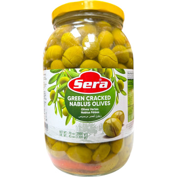 Authentic Nablus Sera Green Cracked Olives 2000g
