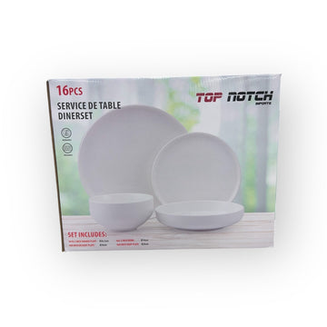 Top Notch White Dinnerware Set – 16 Piece Service for Four