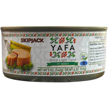 Yafa Skipjack Solid Light Tuna in Water, Convenient 5 Oz Canned Seafood, Healthy Protein Source
