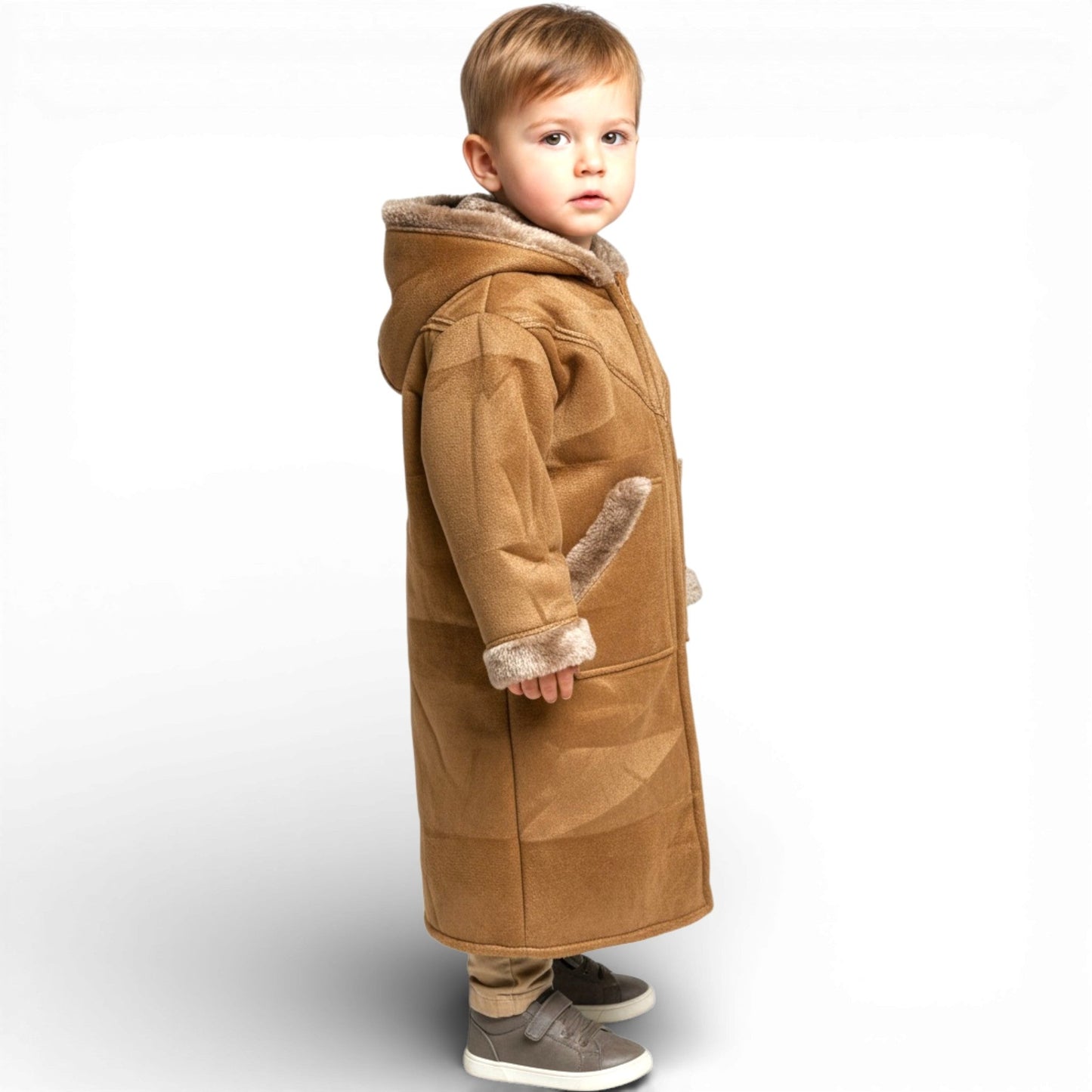 Cozy Kids Hooded Fur Coat – 2-3y Old, Soft Warm Material, Durable & Easy to Wear
