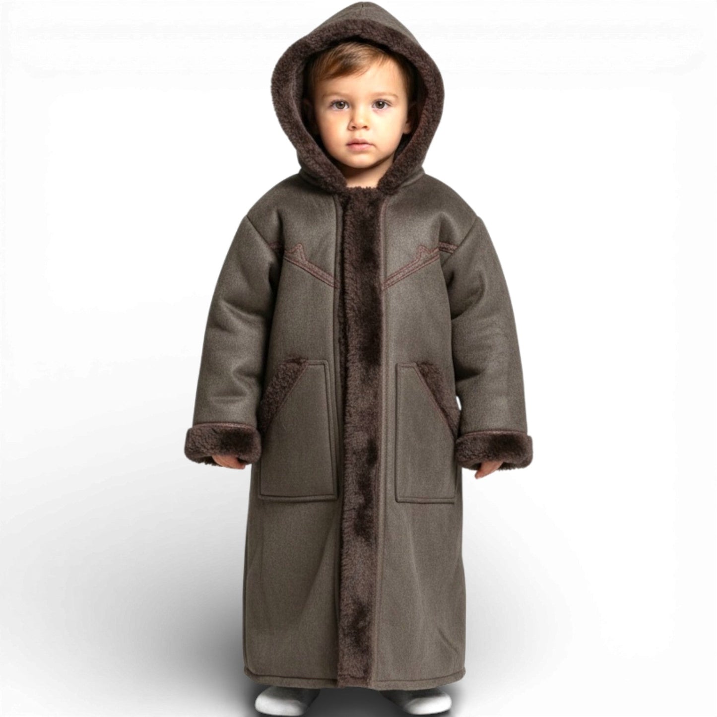 Cozy Kids Hooded Fur Coat – 2-3y Old, Soft Warm Material, Durable & Easy to Wear