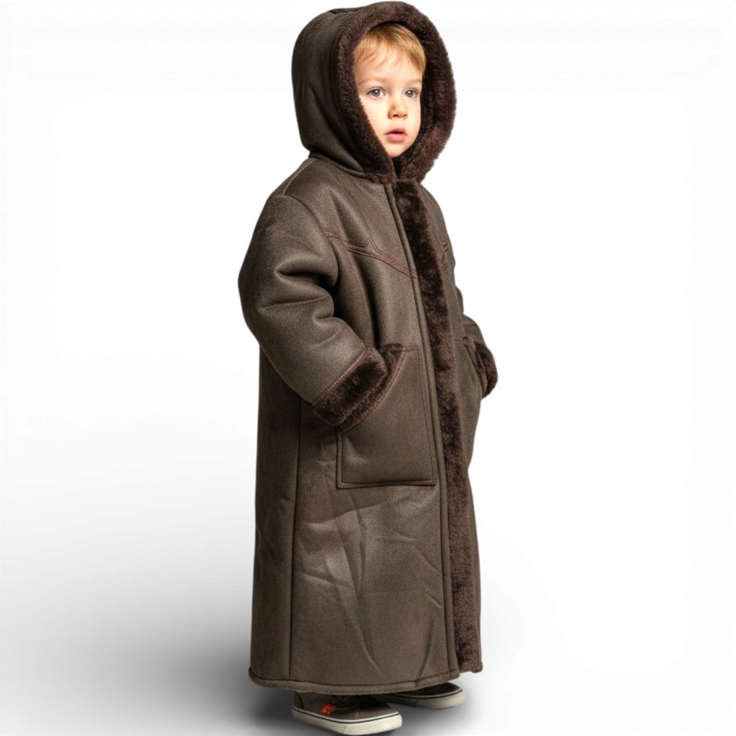 Cozy Kids Hooded Fur Coat – 2-3y Old, Soft Warm Material, Durable & Easy to Wear