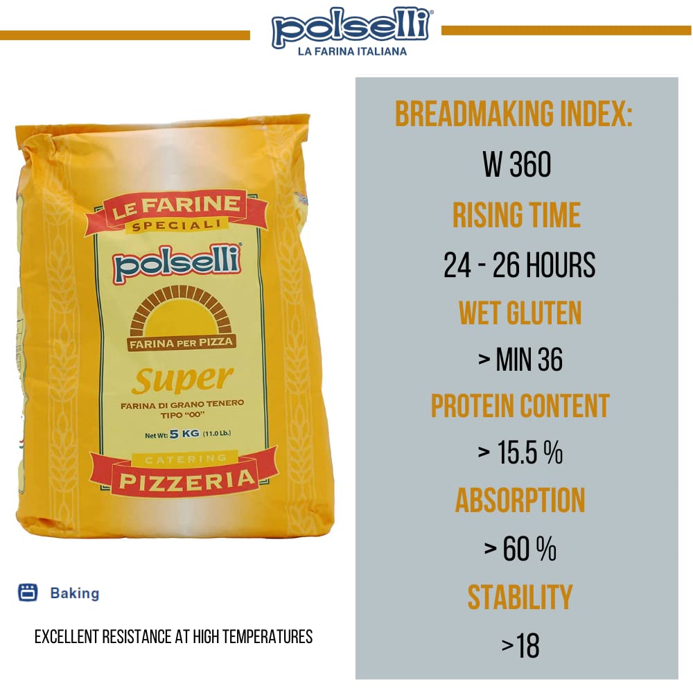 Polselli, Super Tipo 00 Pizza Flour, 11 lb (5 kg)