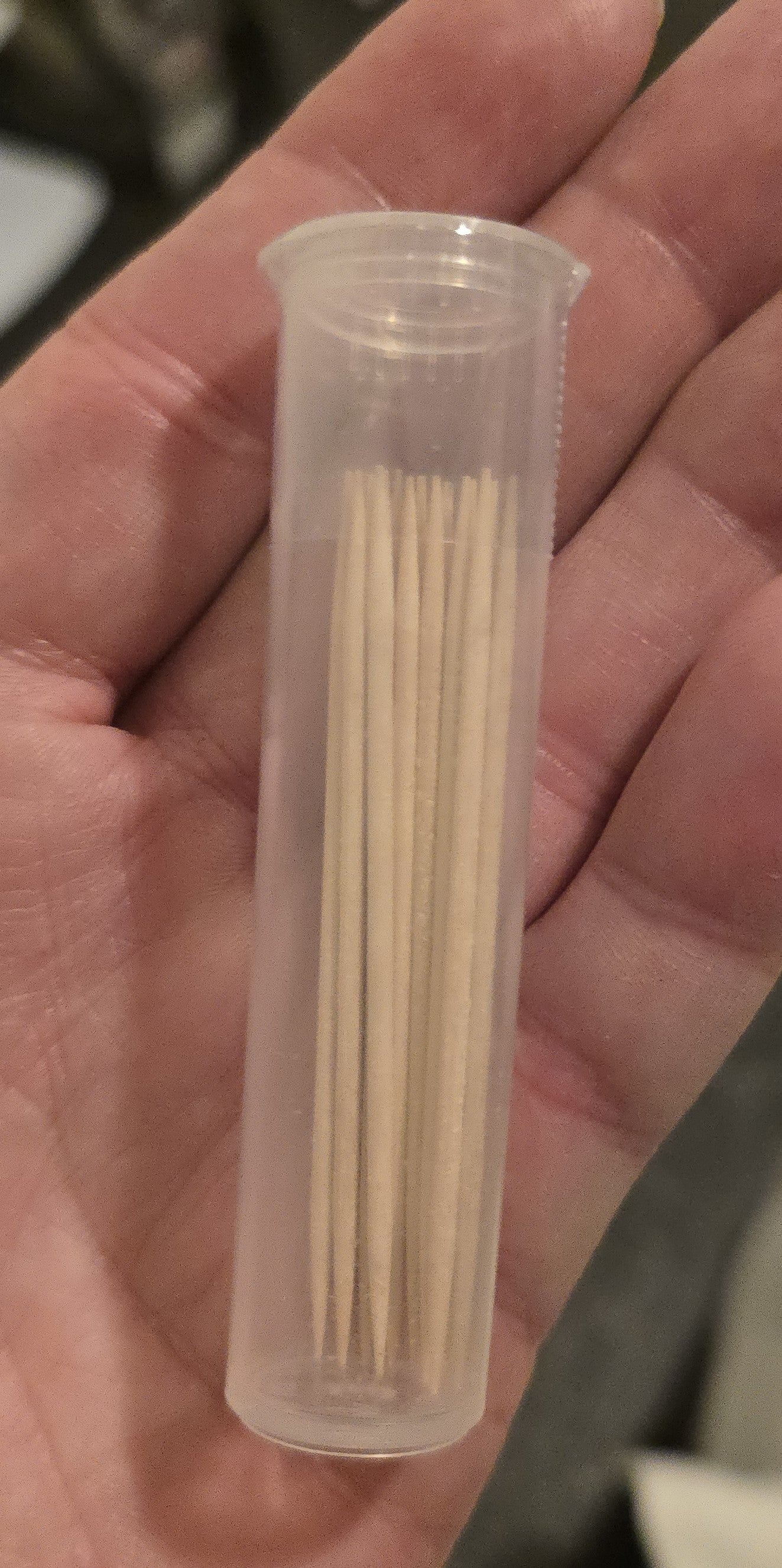 36 Qty Unflavored Birchwood Toothpicks in Plastic Tubes