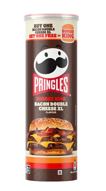 Pringles Burger King Bacon Double Cheese XL – Bacon Cheeseburger Flavored Potato Crisps (UK)