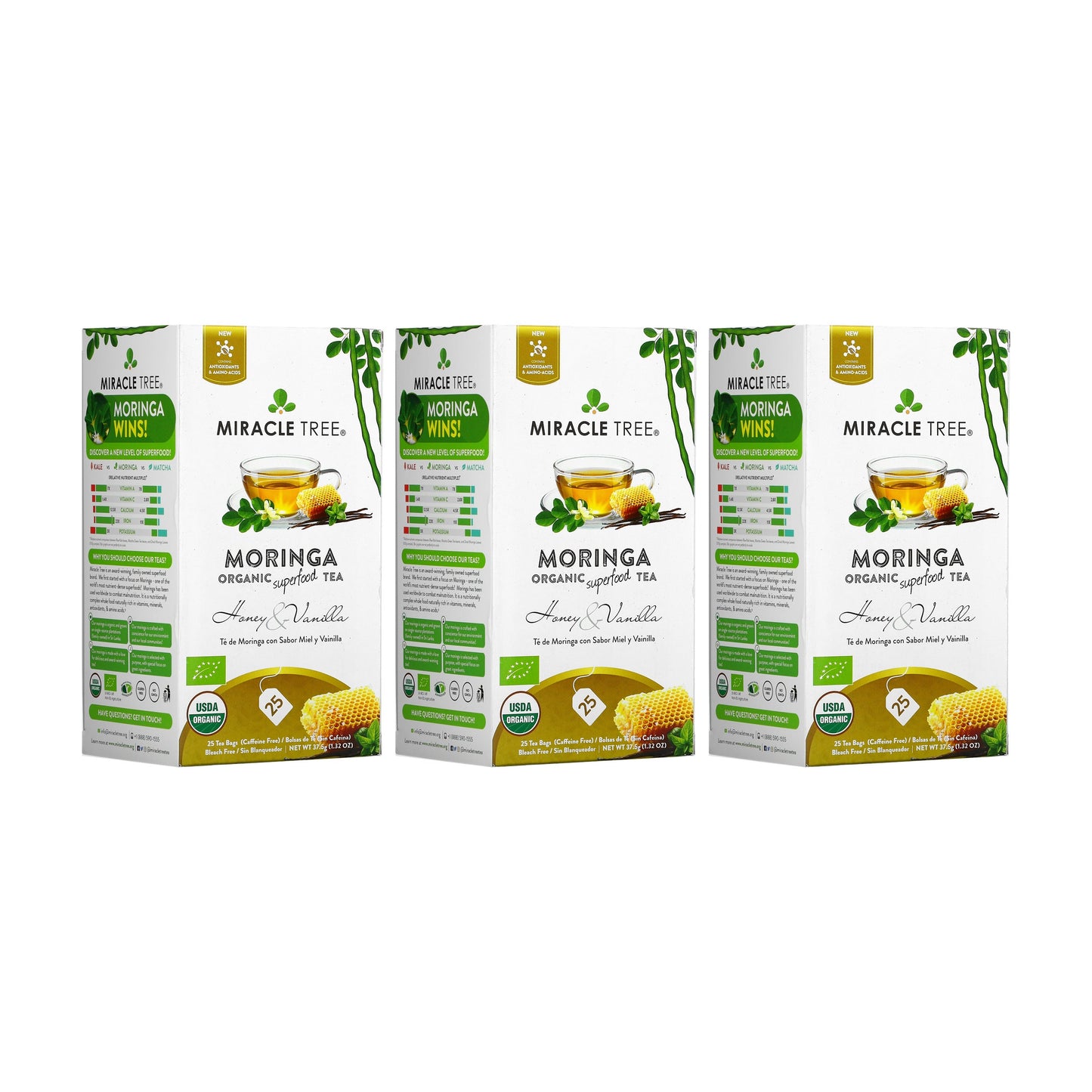 Organic Moringa Tea - Honey & Vanilla - Caffeine-Free Herbal Tea