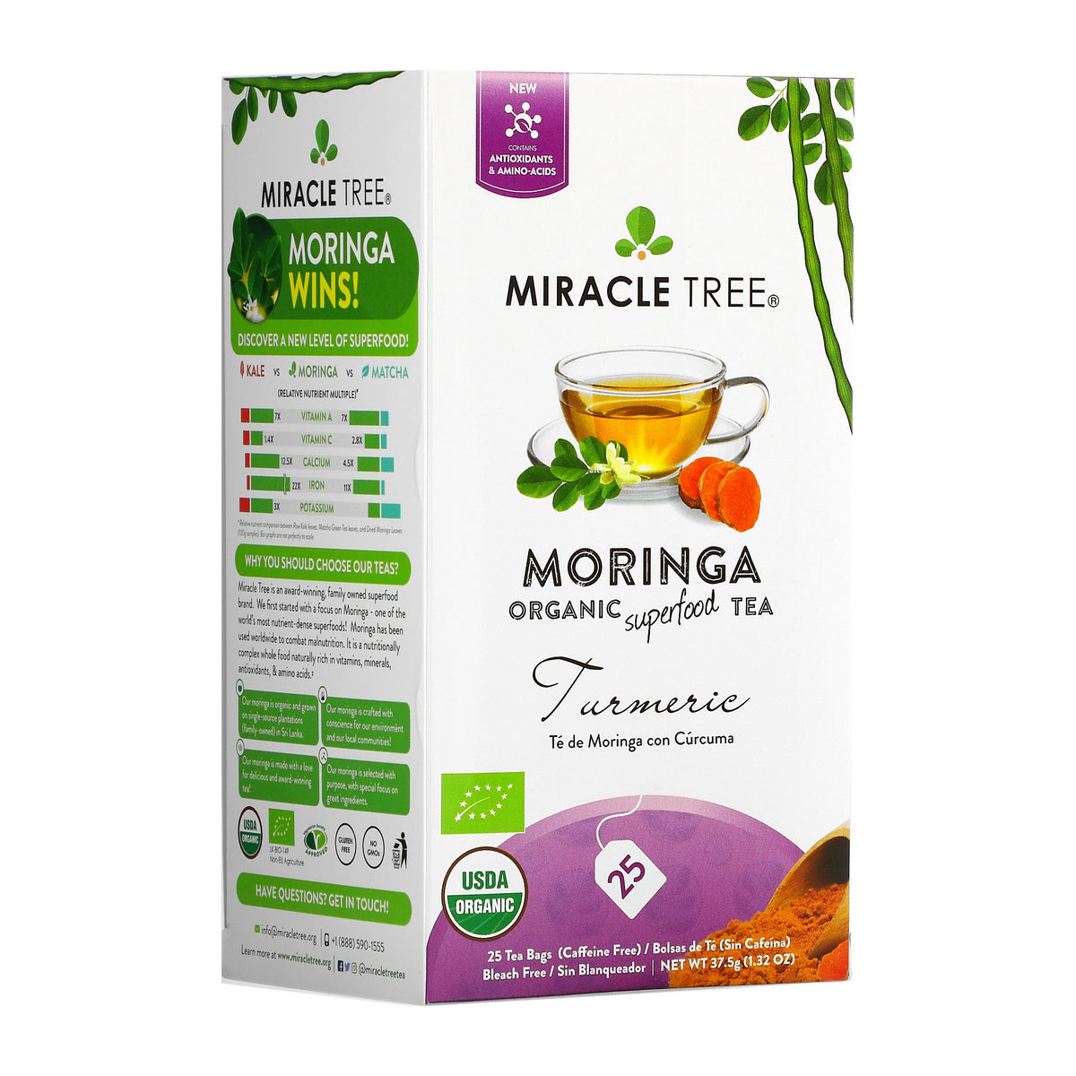 Organic Moringa Tea - Turmeric - Caffeine-Free Herbal Tea