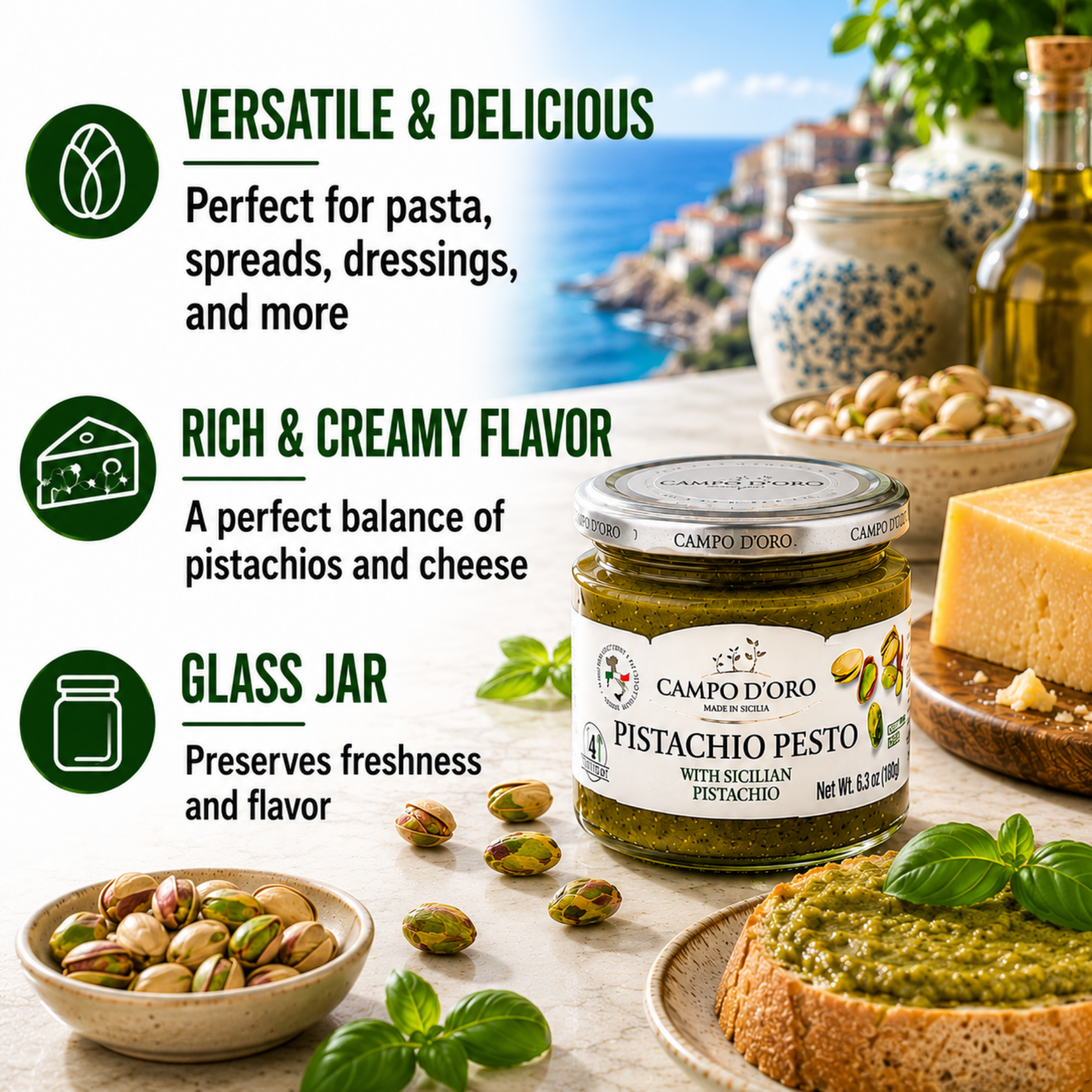 Campo D'Oro, Pistachio Pesto, 6.35 oz