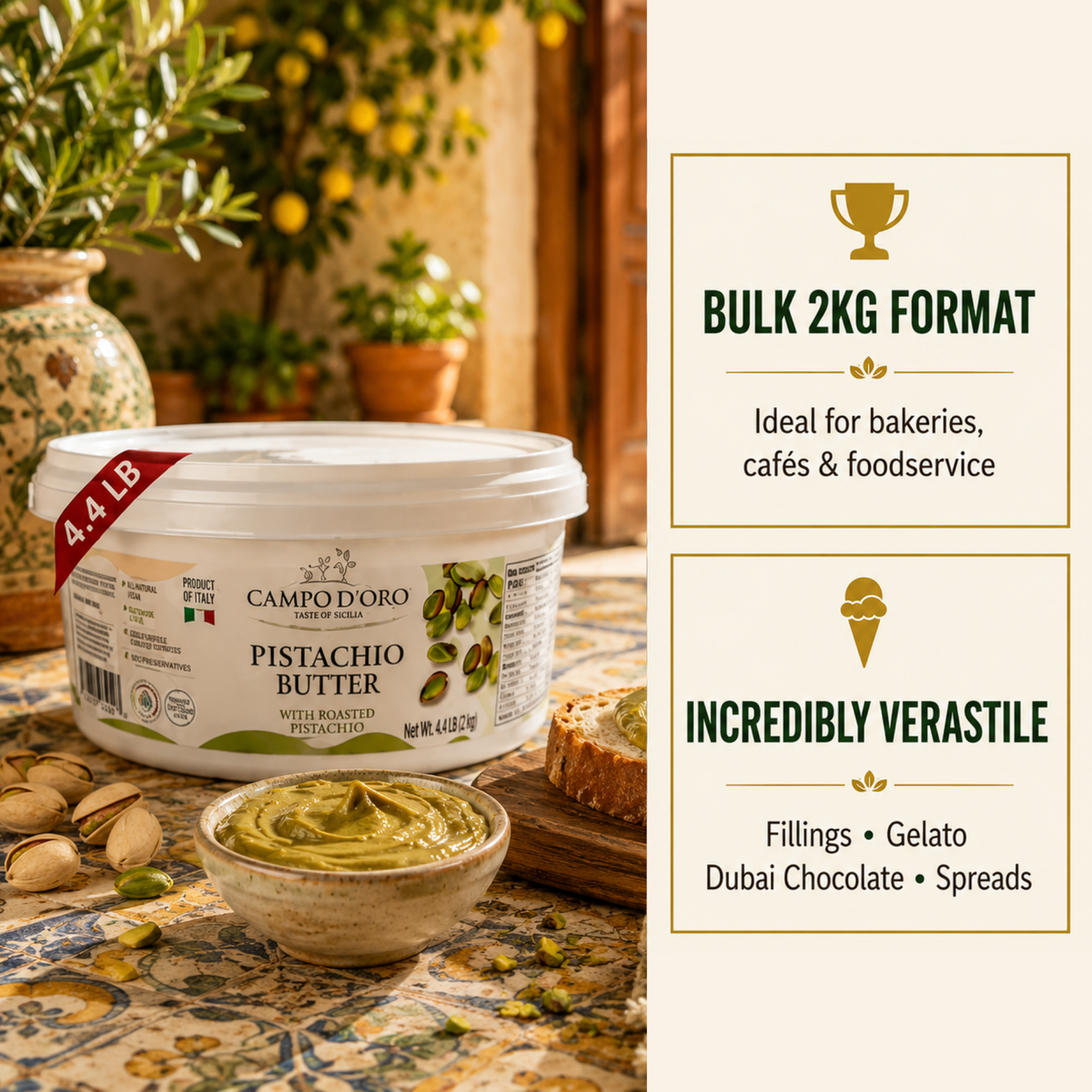 Campo D’Oro, Pistachio Butter Cream, 4.4 lb