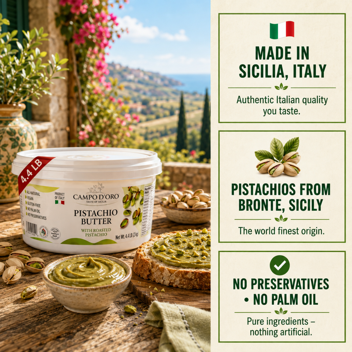 Campo D’Oro, Pistachio Butter Cream, 4.4 lb