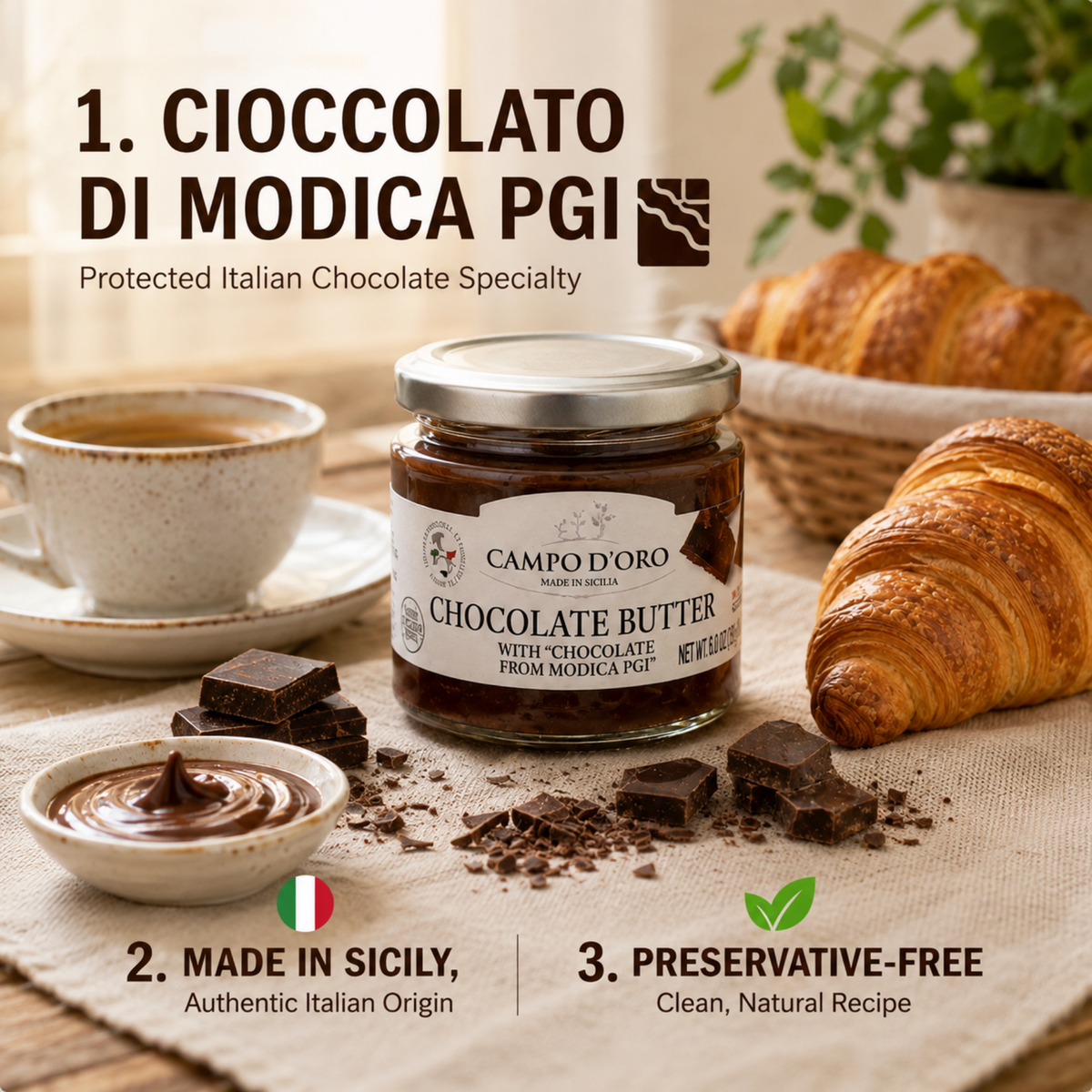Campo D'Oro, Premium Chocolate Spread, 6.35 oz