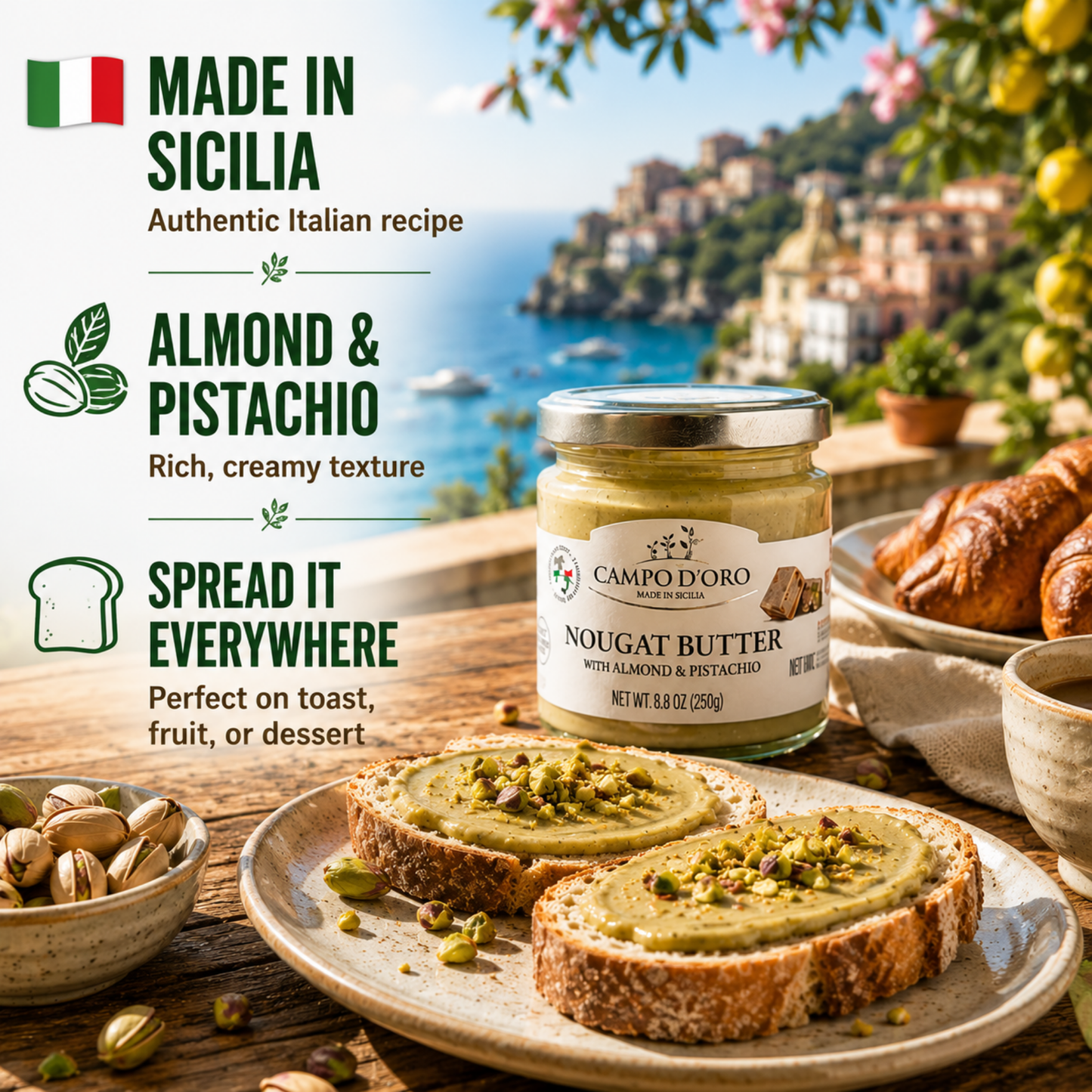 Campo D'Oro, Nougat Butter Sweet Cream Spread, 6.35 oz