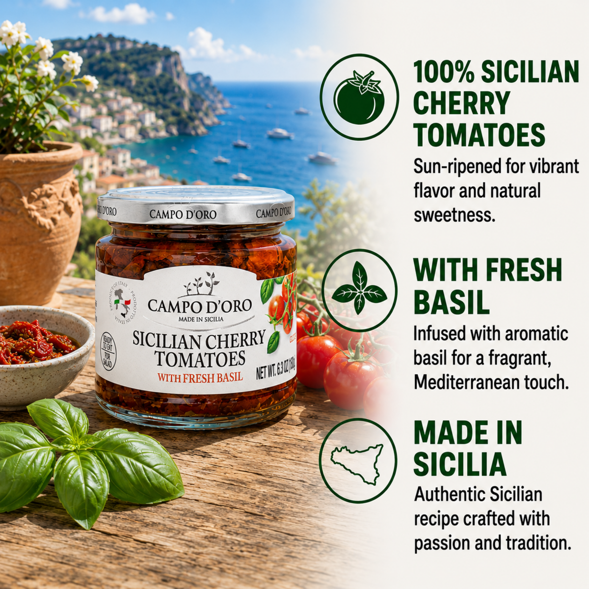 Campo D'Oro, Sundried Cherry Tomatoes in Oil, 6.35