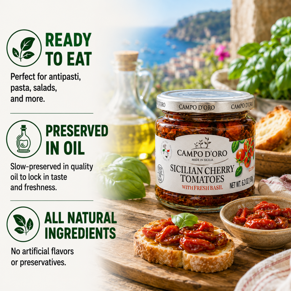 Campo D'Oro, Sundried Cherry Tomatoes in Oil, 6.35