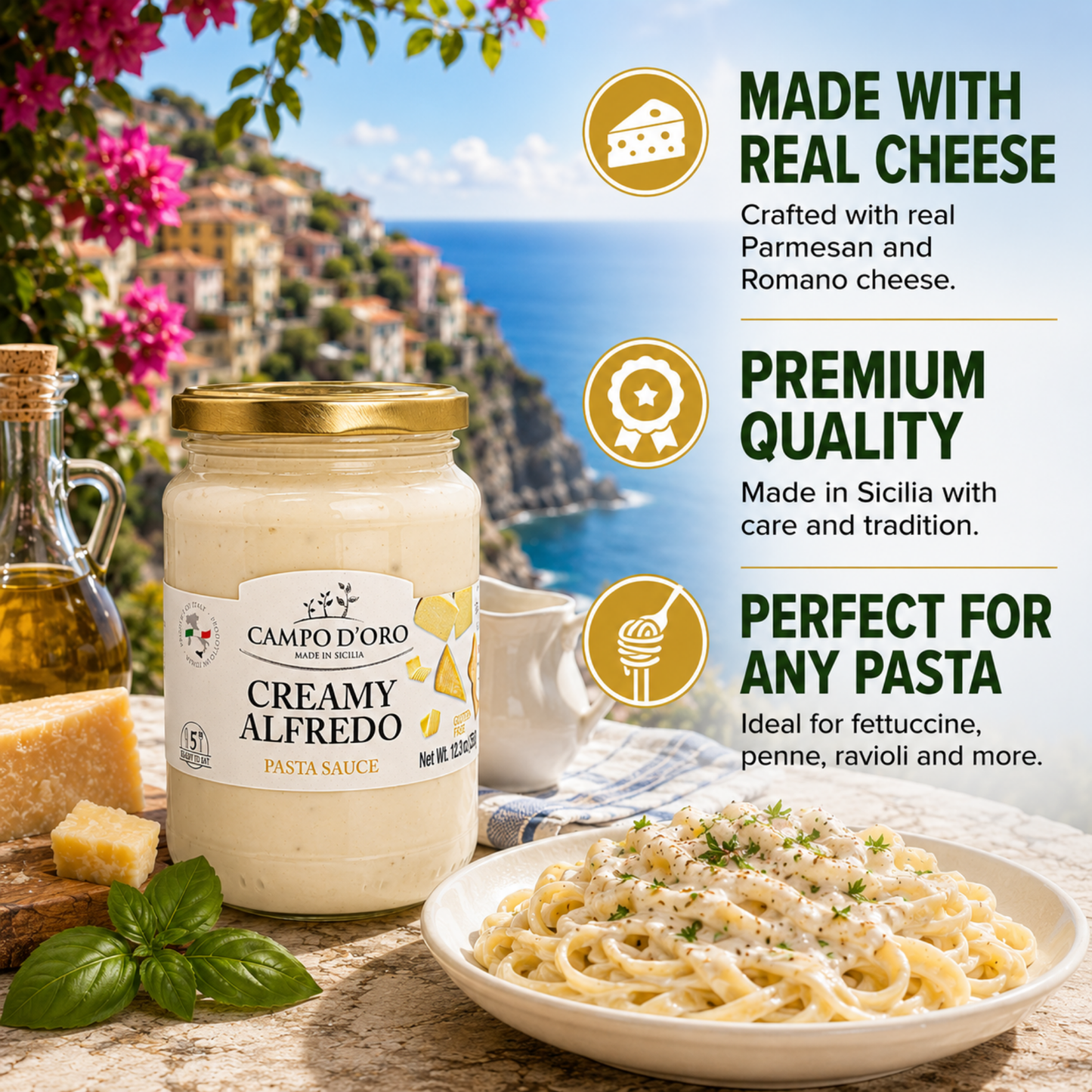 Campo D'Oro, Creamy Alfredo Pasta Sauce, 12.3 oz (348g)