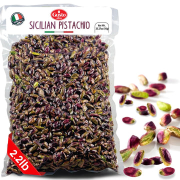 Gusto Etna, Sicilian Raw Pistachios, No shell, Unsalted,  2.2 lb (1 kg)