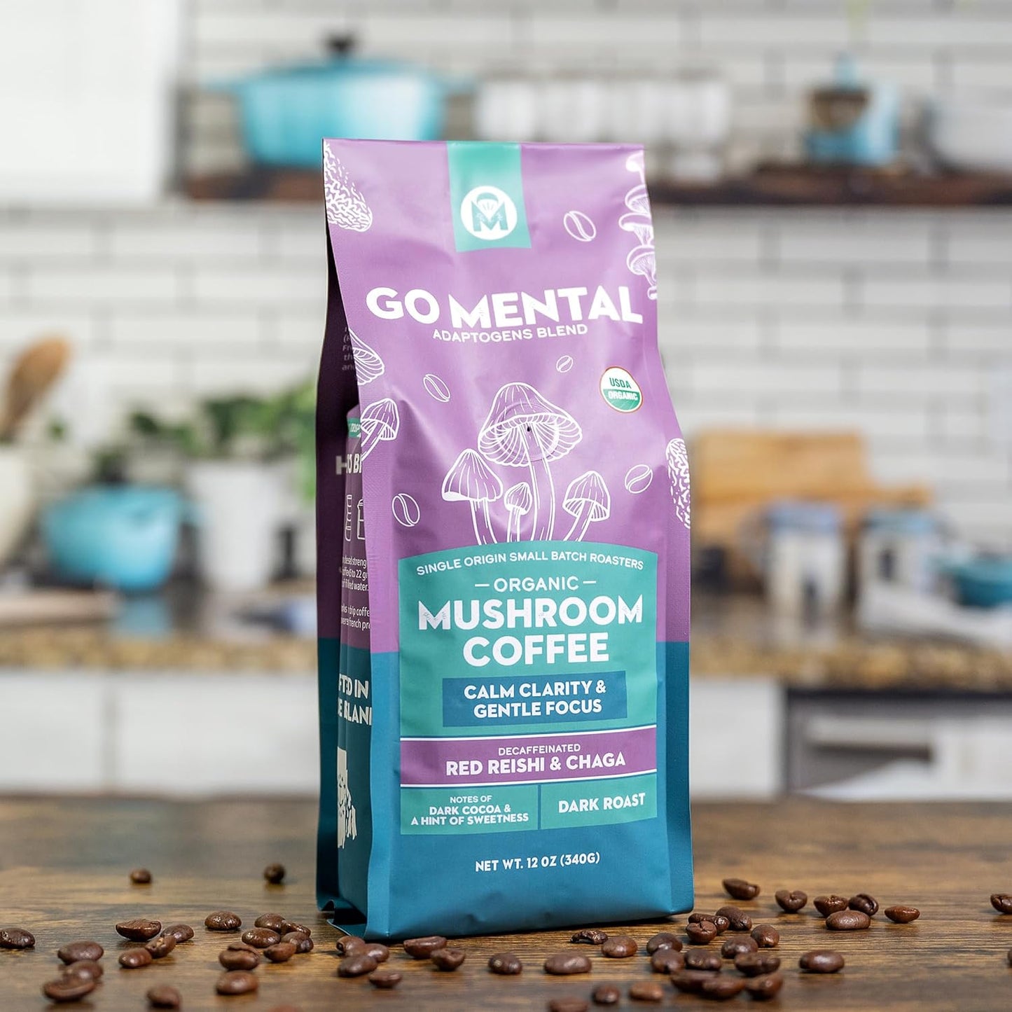 Decaffeinated Red Reishi & Chaga Mushroom Coffee Adaptogens Blend