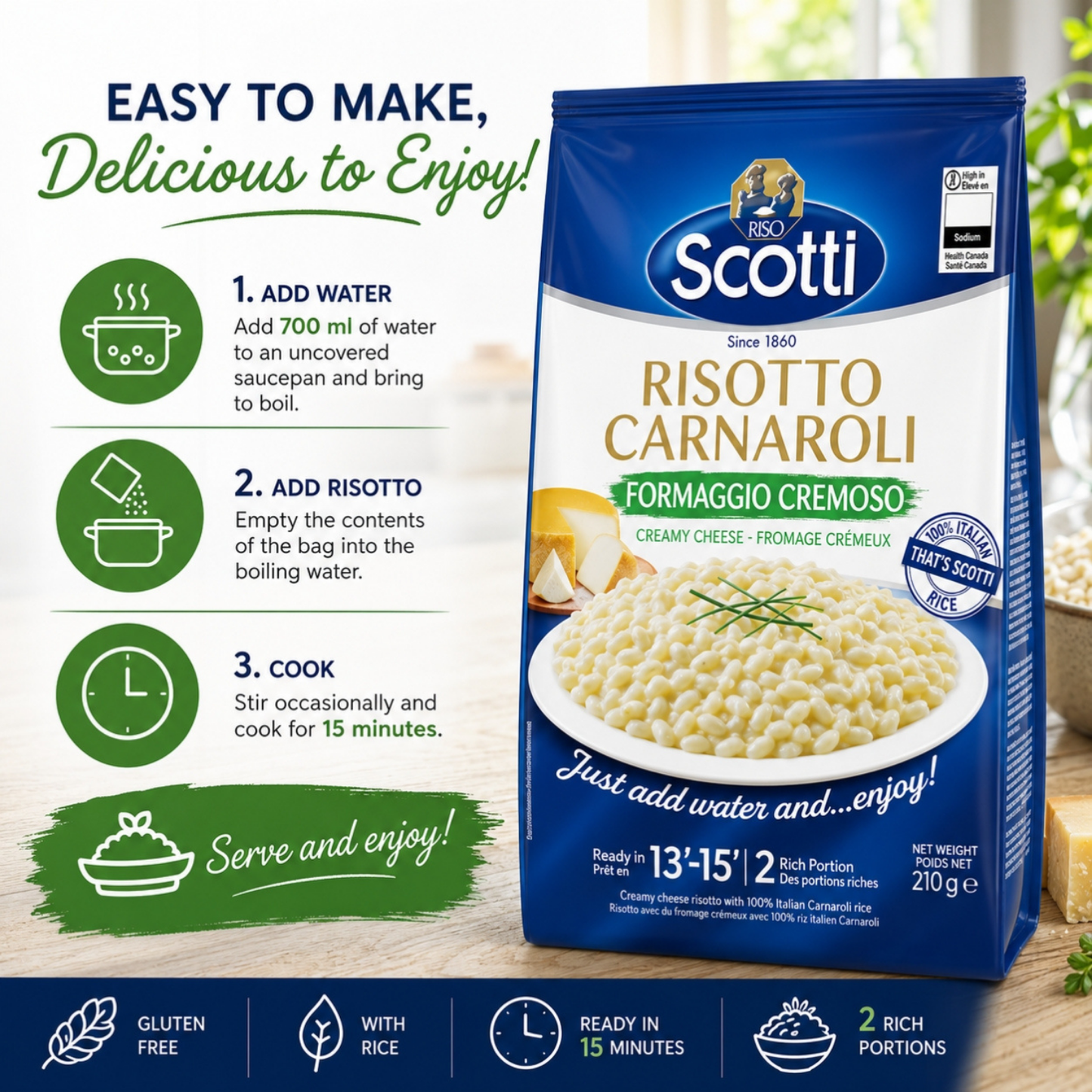 Riso Scotti, Buona Idea Ready Risotto 15 Minute, 7.4 oz (Parmigiana)