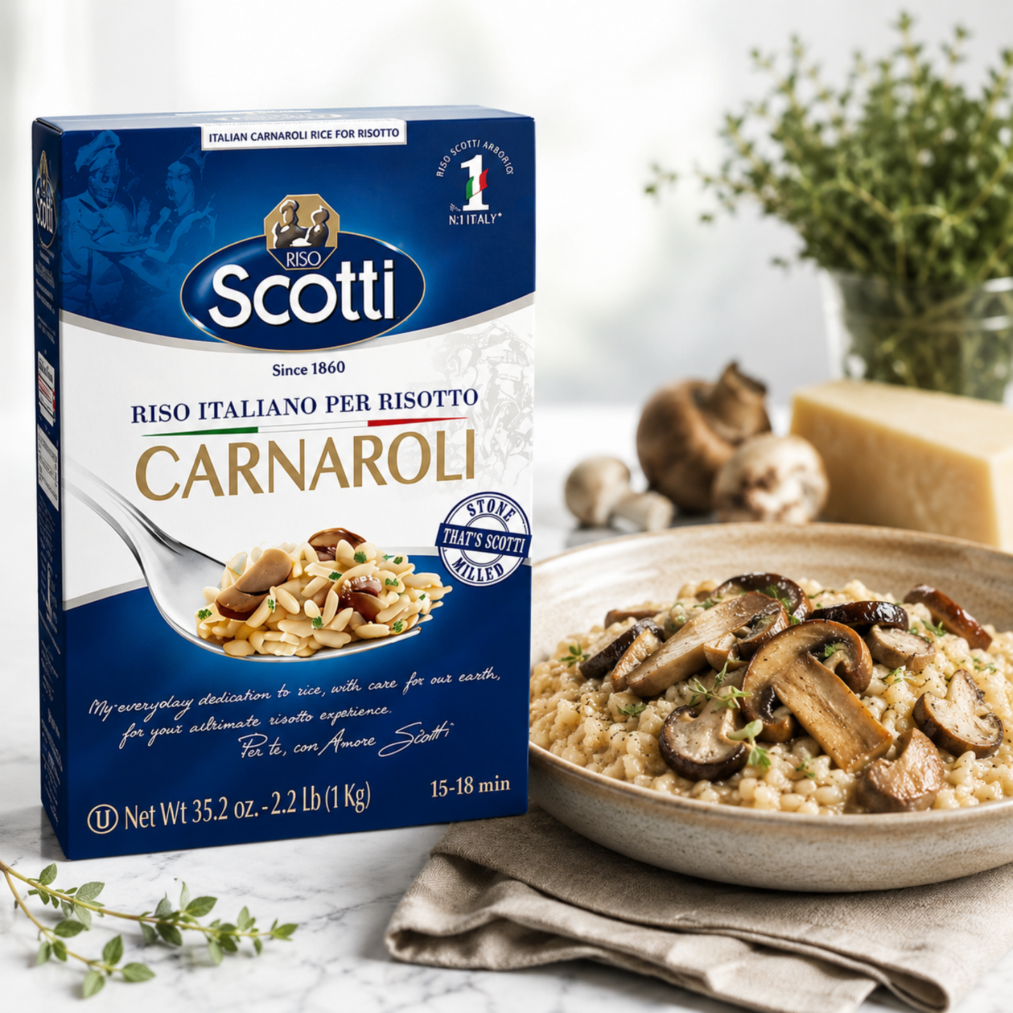 Riso Scotti, Carnaroli Rice Box, 2.2 lb (1 kg)