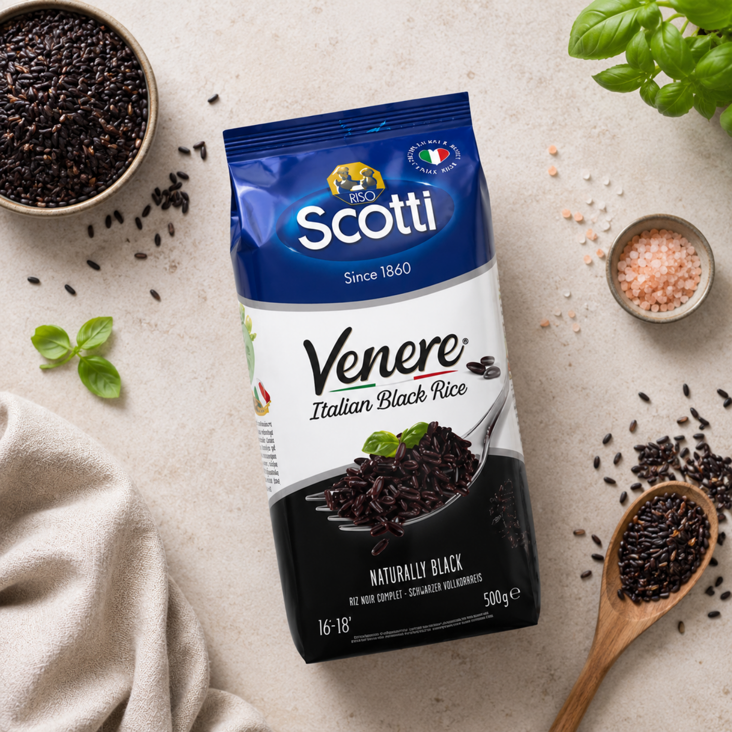 Riso Scotti, Venere Black Italian Rice, 1.1 lb (500 g)