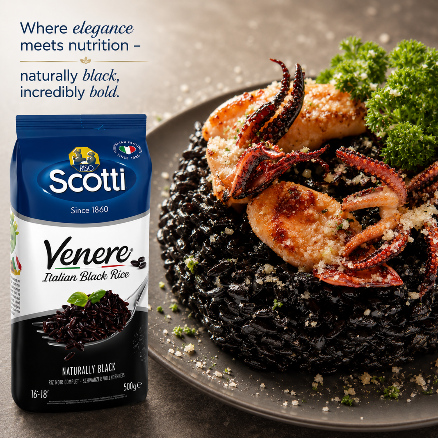 Riso Scotti, Venere Black Italian Rice, 1.1 lb (500 g)