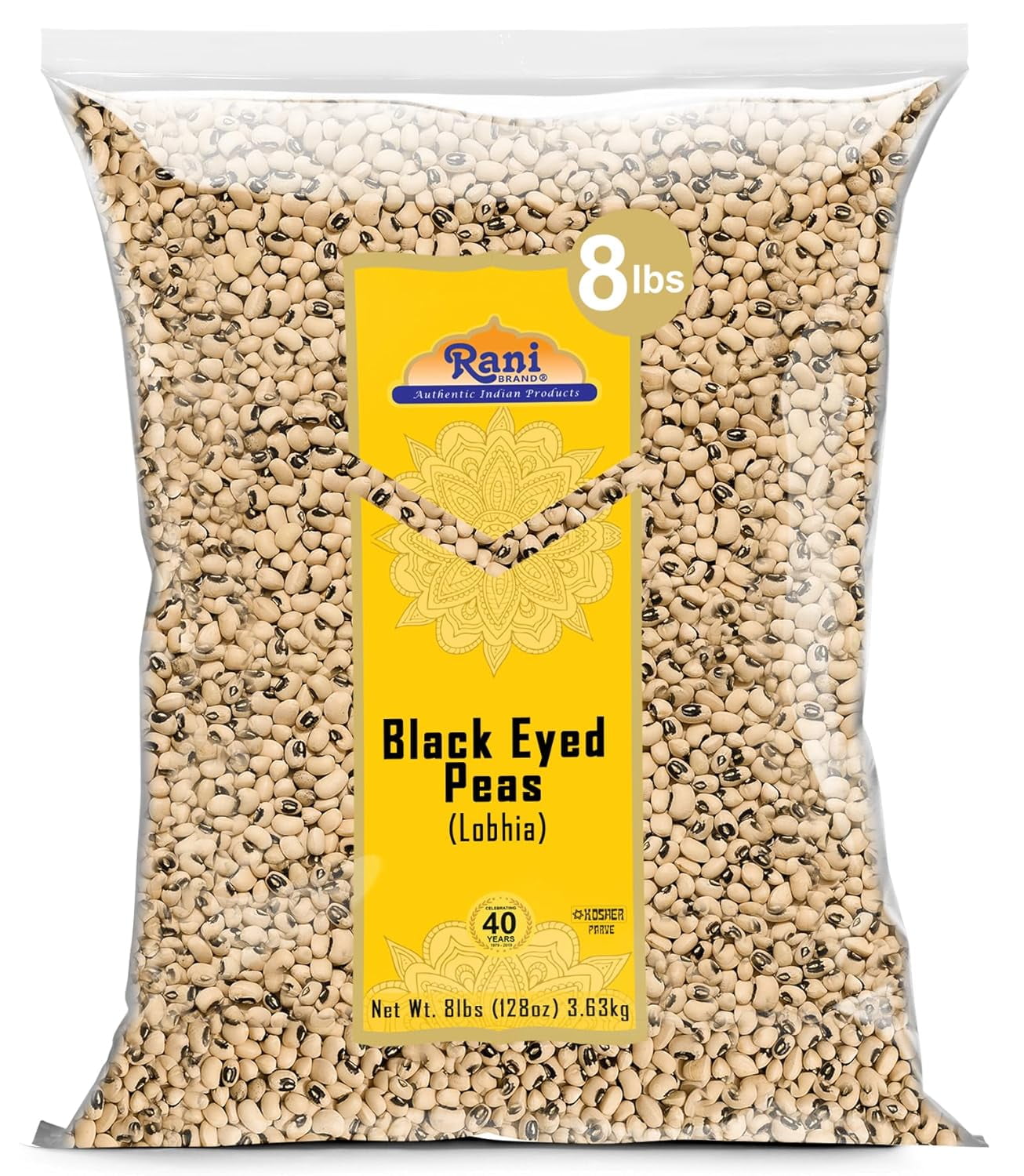 Rani Black Eyed Peas, Dried Cowpeas (Lobhia) 128Oz (8Lbs) 3.63Kg Bulk ~ All Natural | Vegan | Kosher | Gluten Friendly | Product