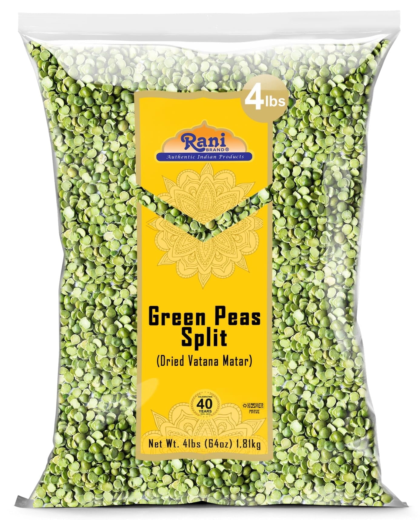 Rani Green Peas Split, Dried (Vatana, Matar) 64Oz (4Lbs) 1.81Kg ~ All Natural | Kosher | Vegan | Gluten Friendly | Product Of Us